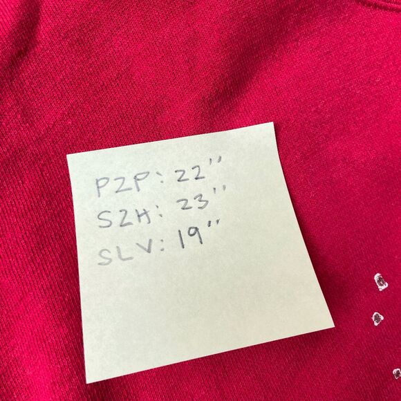 VTG 80s Red Christmas Sweatshirt Santa Reindeer “Snow Business” Boxy Crew M - Picture 7 of 7